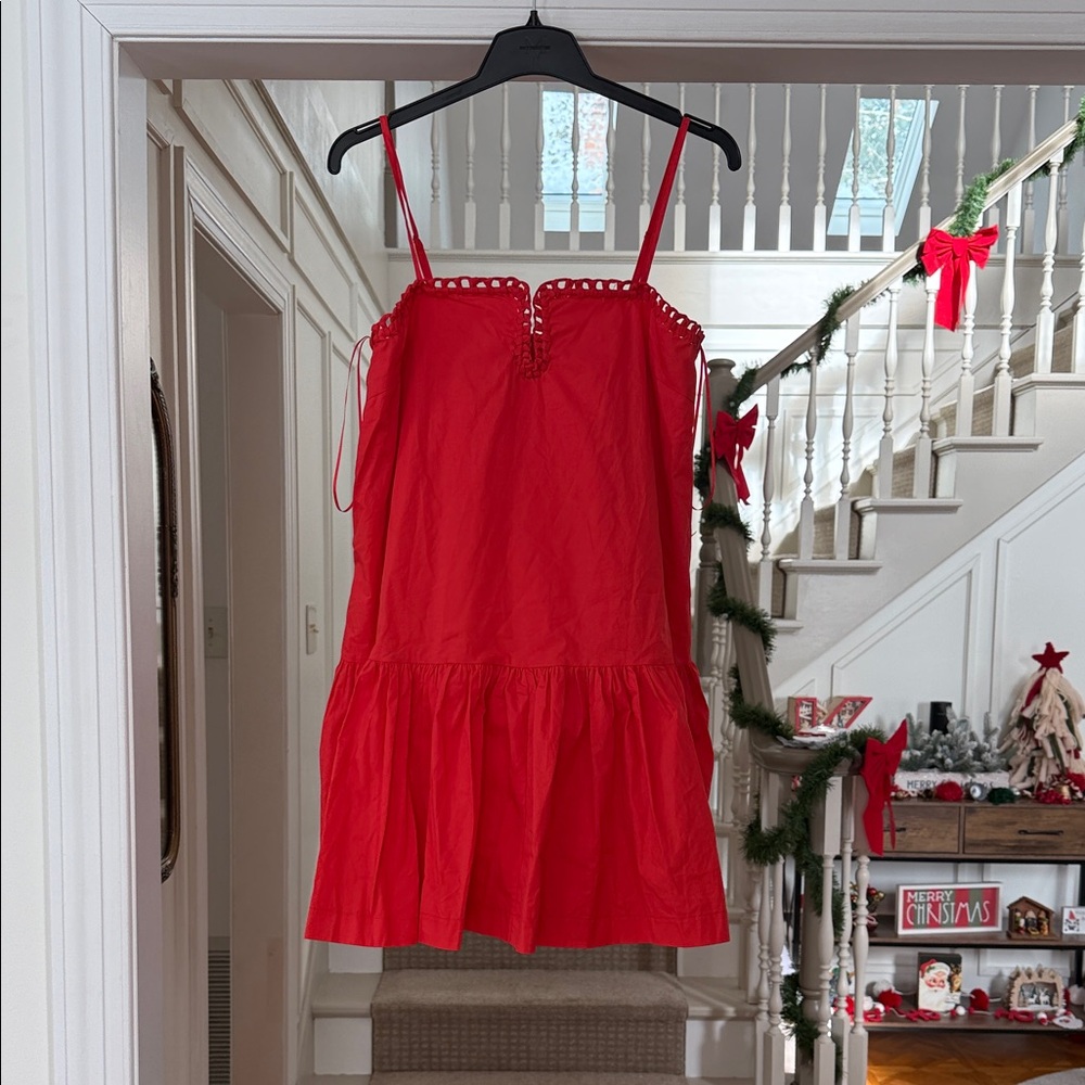Heyson Red A-Line Dress with Ruffle Details